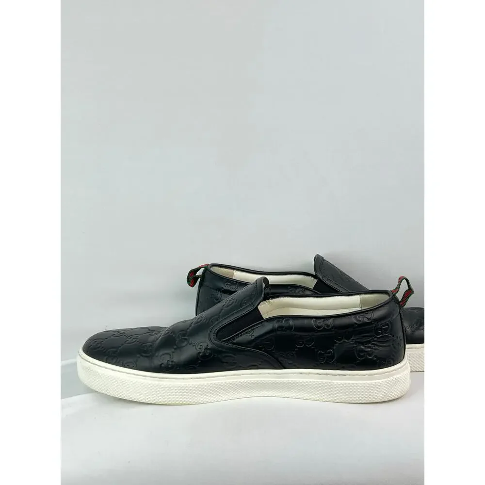 Authentic Gucci Dublin Men's Black Quilted GG Leather Slip-On Sneakers